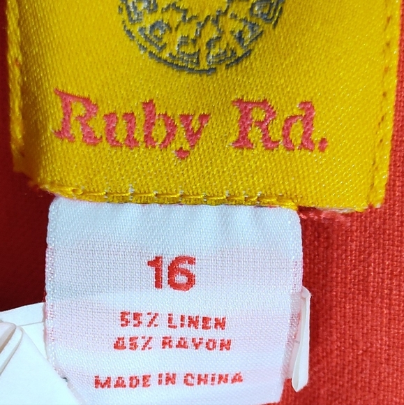 Ruby Rd. Red Linen Button-Down Shirt - Picture 2 of 2